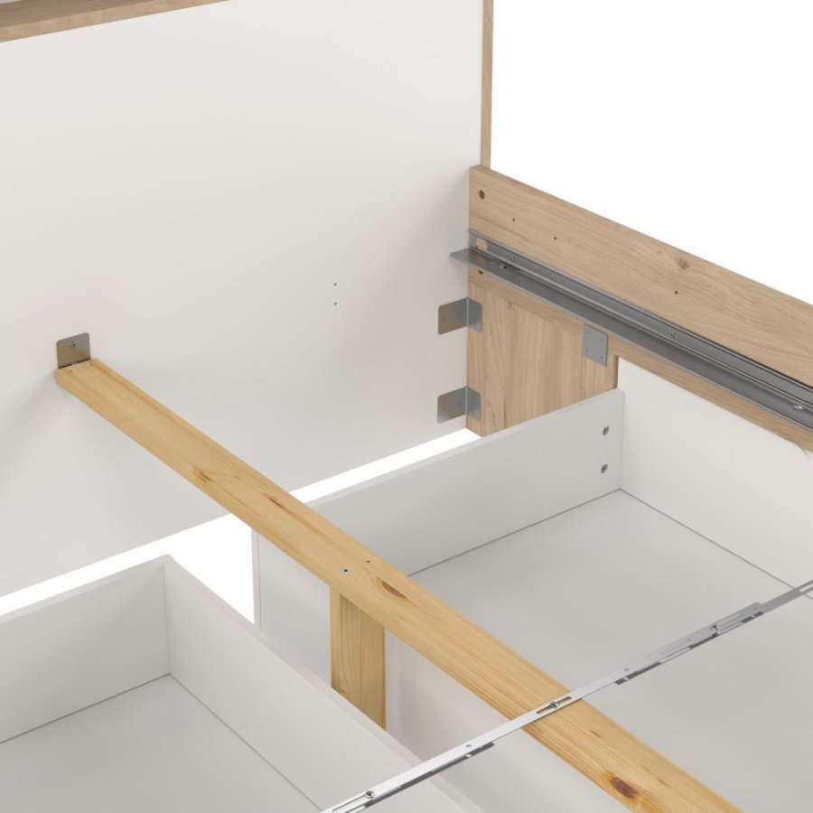 TVILUM Ikast Bett mit 2 Schubladen 140x200, Jackson Hickory / Weiß, 149,8 x 216 x 96,8 cm