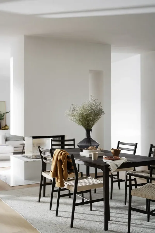 ROWICO Harlan spisestuestol - lys beige papirsnor og brun eik