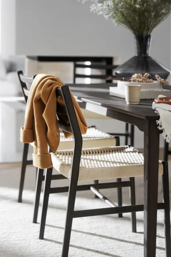 ROWICO Harlan spisestuestol - lys beige papirsnor og brun eik