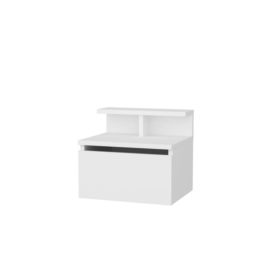 FUNZI LIVING Alice vegghengt nattbord, m. oppbevaring - hvit melamin (39,8x31,9)