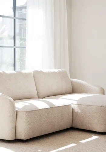 ROWICO Norris soffa 3-sits sch�slong R ljusbeige tyg Anna #2 (c3)