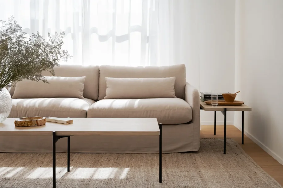 ROWICO Peyton soffa 3-sits beige tyg Ursula #282 (c3)