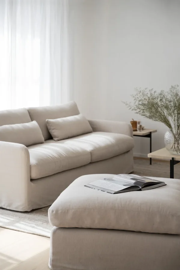 ROWICO Peyton soffa 3-sits beige tyg Ursula #282 (c3)