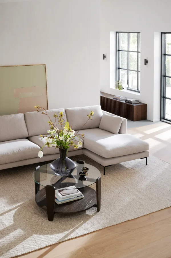 ROWICO Corwin soffa 3,5 sits sch�slong R ljusbeige tyg Rita #1 (c2)