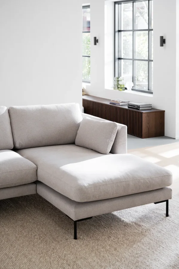 ROWICO Corwin soffa 3,5 sits sch�slong R ljusbeige tyg Rita #1 (c2)