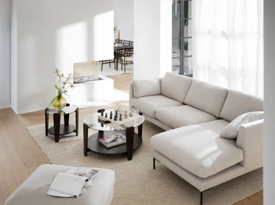 ROWICO Corwin soffa 3,5 sits sch�slong R ljusbeige tyg Rita #1 (c2)