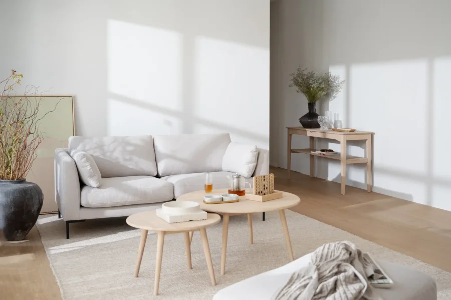 ROWICO Corwin soffa 2,5-sits ljusbeige tyg Rita #1 (c2)