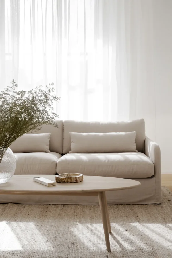 ROWICO Peyton soffa 3-sits beige tyg Ursula #282 (c3)