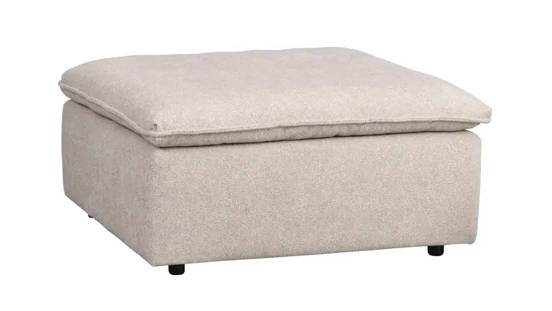 ROWICO Rawlins fotskammel, firkantet - beige stoff (91x91)