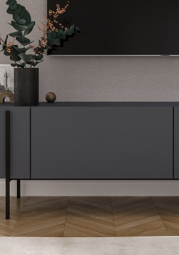 NORDVÄRK Herman TV-bord, m. 2 lger - antracit melamin (160x31,4)