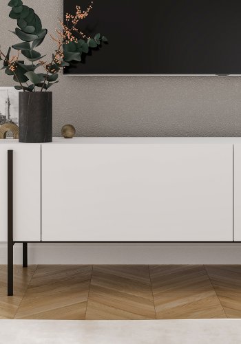 NORDVÄRK Herman TV-bord, m. 2 lger - hvid melamin (160x31,4)