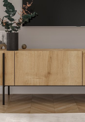 NORDVÄRK Herman TV-bord, m. 2 lger - safir-eg melamin (160x31,4)