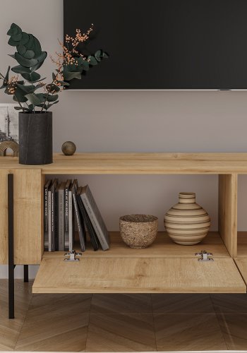 NORDVÄRK Herman TV-bord, m. 2 lger - safir-eg melamin (160x31,4)