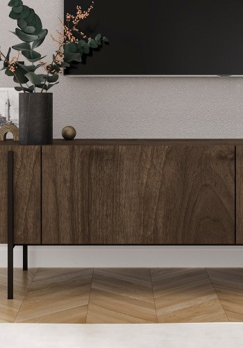 NORDVÄRK Herman TV-bord, m. 2 lger - valnd melamin (160x31,4)