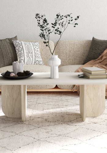 NORDVRK Becaj sofabord, rektangulr - sandsten og travertin melamin (120x60)