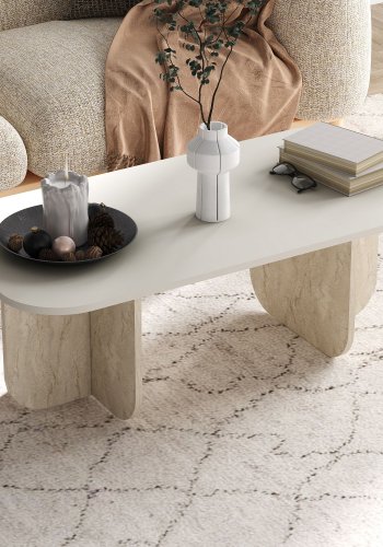 NORDVRK Becaj sofabord, rektangulr - sandsten og travertin melamin (120x60)