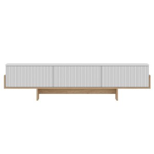 NORDVÄRK Hege TV-bord, m. 3 lger - hvid melamin og Sapphire Oak (180x30)