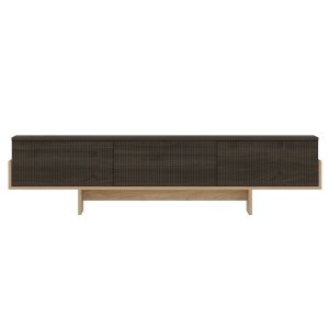 NORDVÄRK Hege TV-bord, m. 3 lger - valnd melamin og Sapphire Oak (180x30)