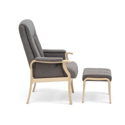 Oxford recliner lnestol, inkl. fodskammel - antracitgr polyester stof og natur tr