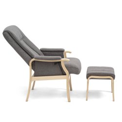 Oxford recliner lnestol, inkl. fodskammel - antracitgr polyester stof og natur tr