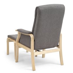 Oxford recliner lnestol, inkl. fodskammel - antracitgr polyester stof og natur tr