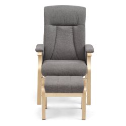 Oxford recliner lnestol, inkl. fodskammel - antracitgr polyester stof og natur tr
