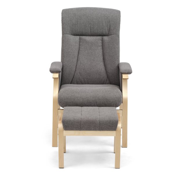 Oxford recliner lnestol, inkl. fodskammel - antracitgr polyester stof og natur tr