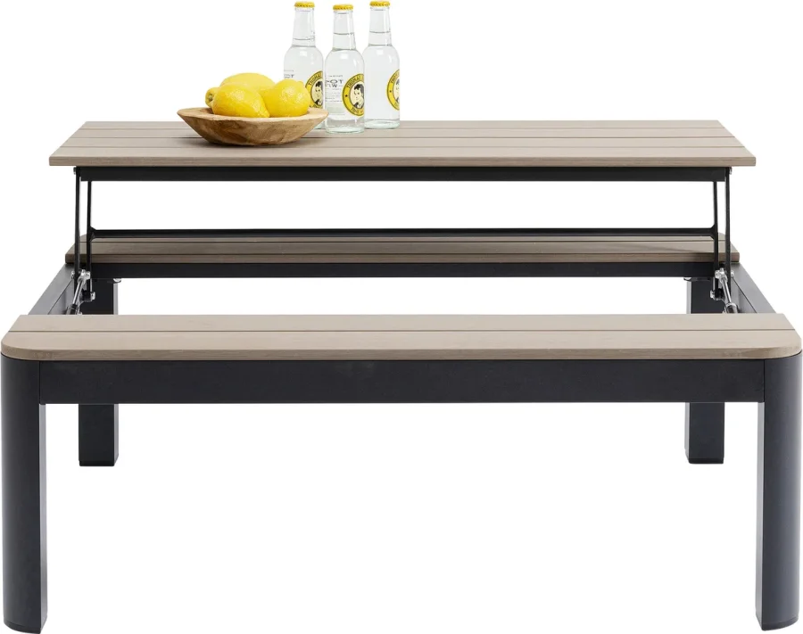 KARE DESIGN Happy Day multifunktionelt havebord/bord med bnk - polywood og aluminium (90x71)