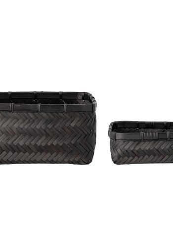 BLOOMINGVILLE Donia Korb, Schwarz, Bambus, 2er-Set