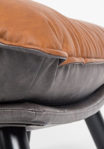 ZUIVER Lazy Sack fotskammel LL, rektangulr - brun PU og bketre