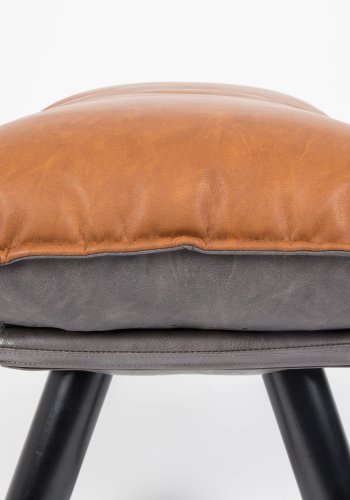 ZUIVER Lazy Sack fotskammel LL, rektangulr - brun PU og bketre