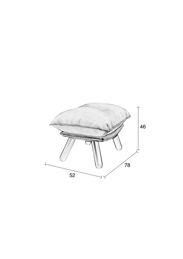 ZUIVER Lazy Sack fotskammel LL, rektangulr - lys gr polyester og bketre