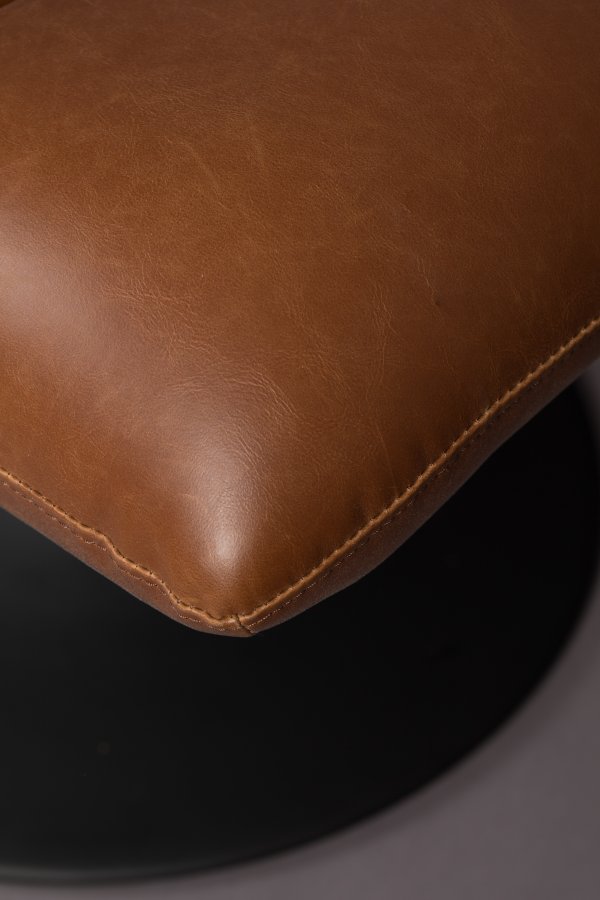 DUTCHBONE Barhocker, rechteckig – braunes PU und schwarzer Stahl (67 x 51,5)