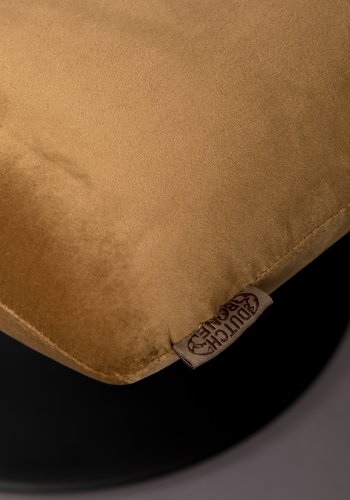 DUTCHBONE Bar-Fußhocker, rechteckig – goldbraunes Polyester und schwarzer Stahl (67 x 51,5)