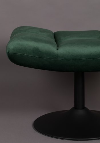 DUTCHBONE Barfotskammel, rektangulr - grnt flyelsstoff og svart stl (67x51,5)