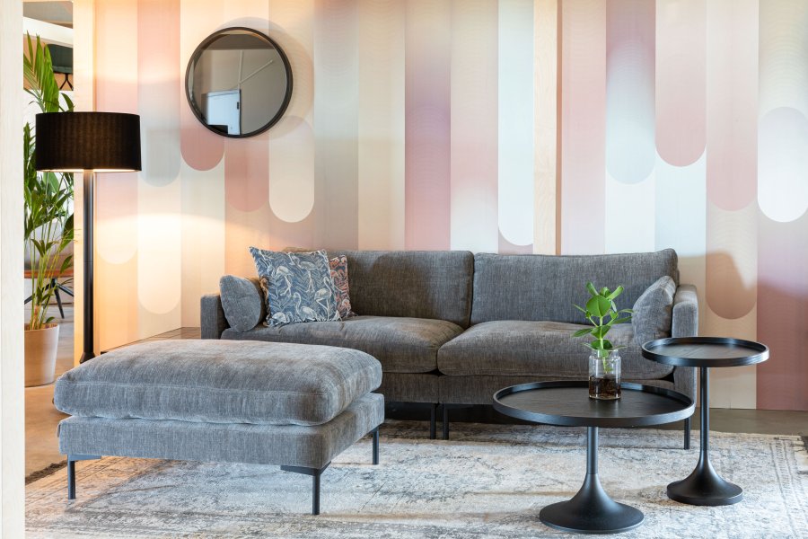 ZUIVER Sommerfotskammel, rektangulr - antrasittgr polyester og stl