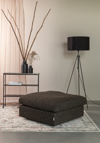 ZUIVER Sense fotskammel - espressostoff og svart polypropylen (92x92)