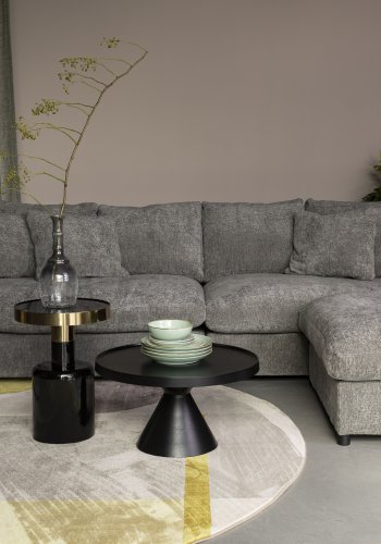 ZUIVER Sense fotskammel, firkantet - gr myk polyester og plast