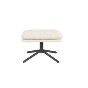ZUIVER Tyler fotpall, med vridbar bas - vit bouclé och svart stl (60x47)
