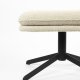 ZUIVER Tyler fotskammel, m. dreibar sokkel - hvit bouclé og svart stl (60x47)