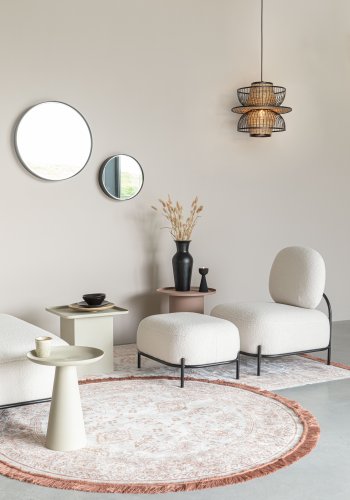 WHITE LABEL LIVING Polly krakk, rektangulr - elfenben teddystoff og strykejern (66x50,5)