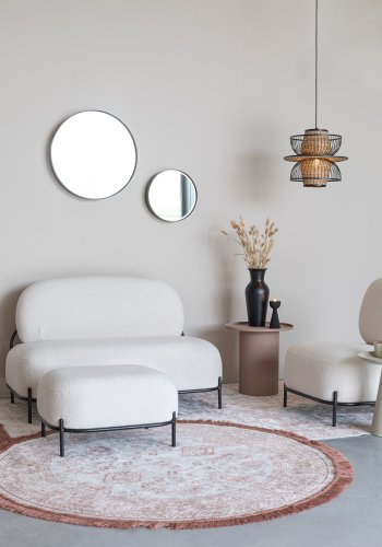 WHITE LABEL LIVING Polly krakk, rektangulr - elfenben teddystoff og strykejern (66x50,5)