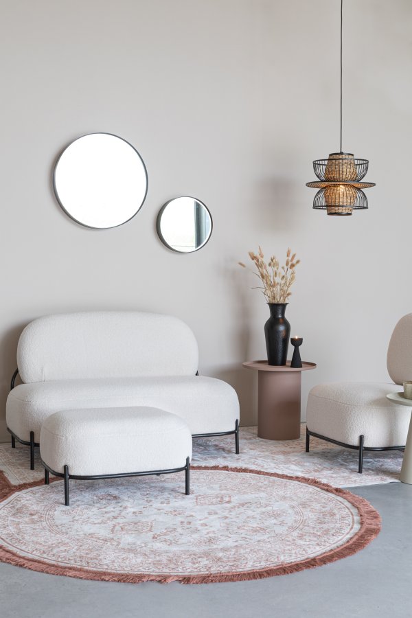 WHITE LABEL LIVING Polly krakk, rektangulr - elfenben teddystoff og strykejern (66x50,5)