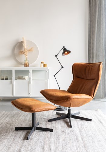 WHITE LABEL LIVING John krakk, rektangulr - cognac kunstskinn og metall (60x40)