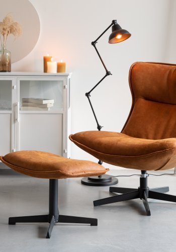 WHITE LABEL LIVING John krakk, rektangulr - cognac kunstskinn og metall (60x40)