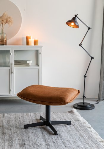 WHITE LABEL LIVING John krakk, rektangulr - cognac kunstskinn og metall (60x40)