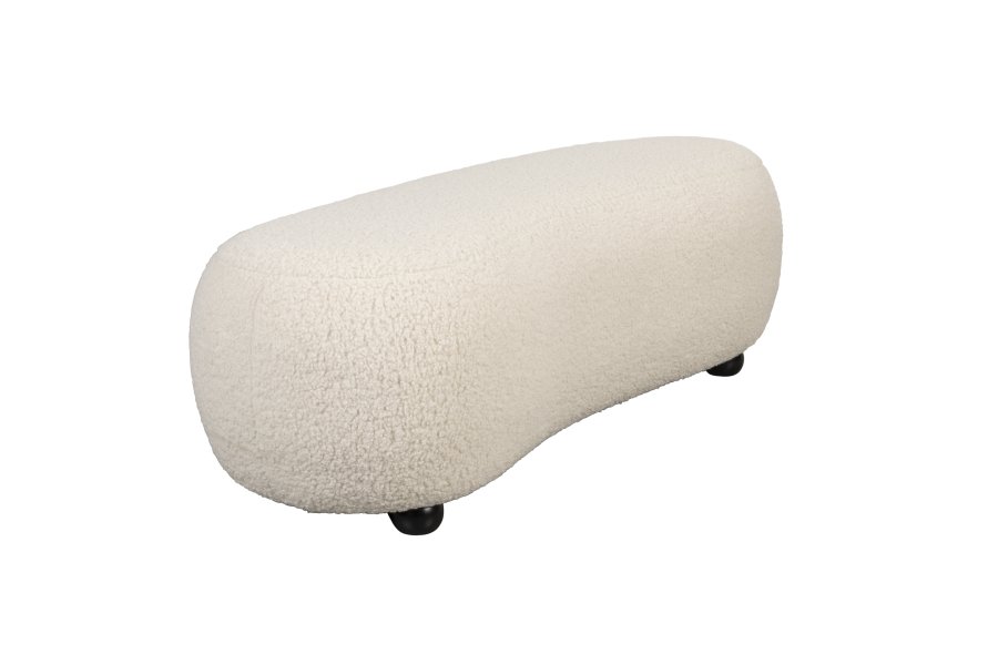 WHITE LABEL LIVING Noxx puff - hvit polyester og MDF (120x46)