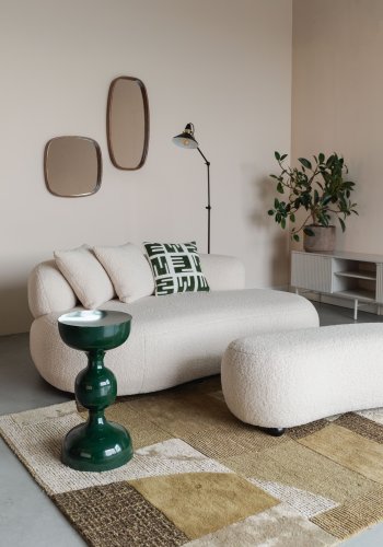 WHITE LABEL LIVING Noxx puff - hvit polyester og MDF (120x46)