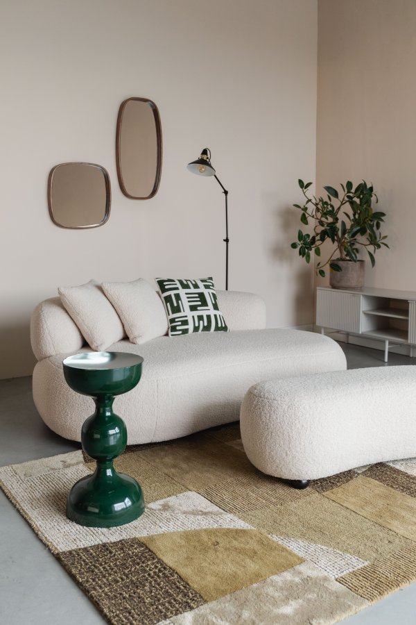 WHITE LABEL LIVING Noxx puff - hvit polyester og MDF (120x46)