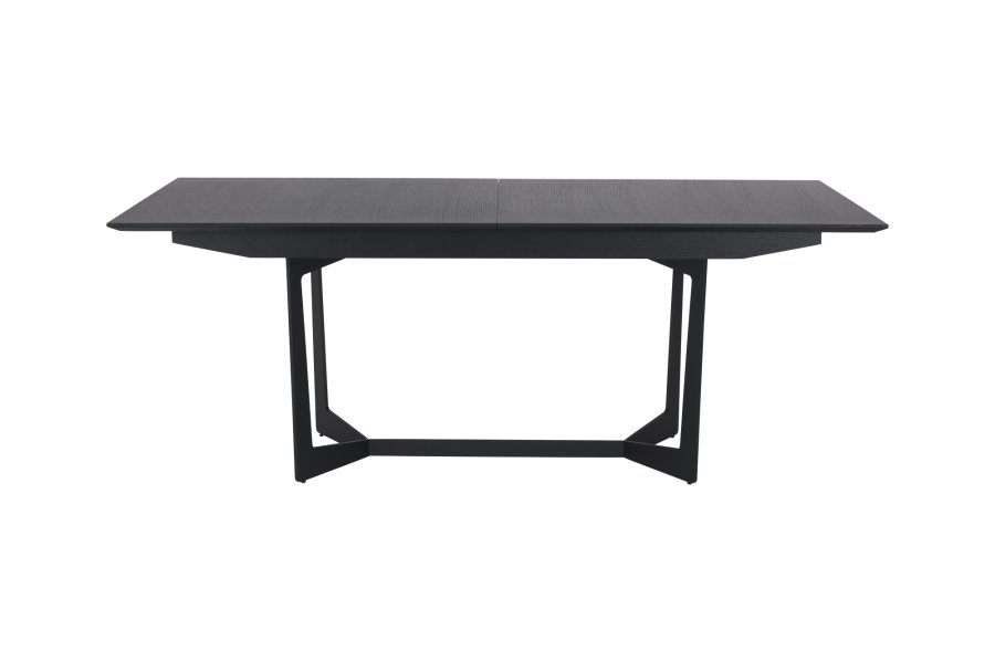 Esstisch Tokyo, mit 1 Einlegeplatte – schwarzes Eichenfurnier und Metall (200(250)x100)